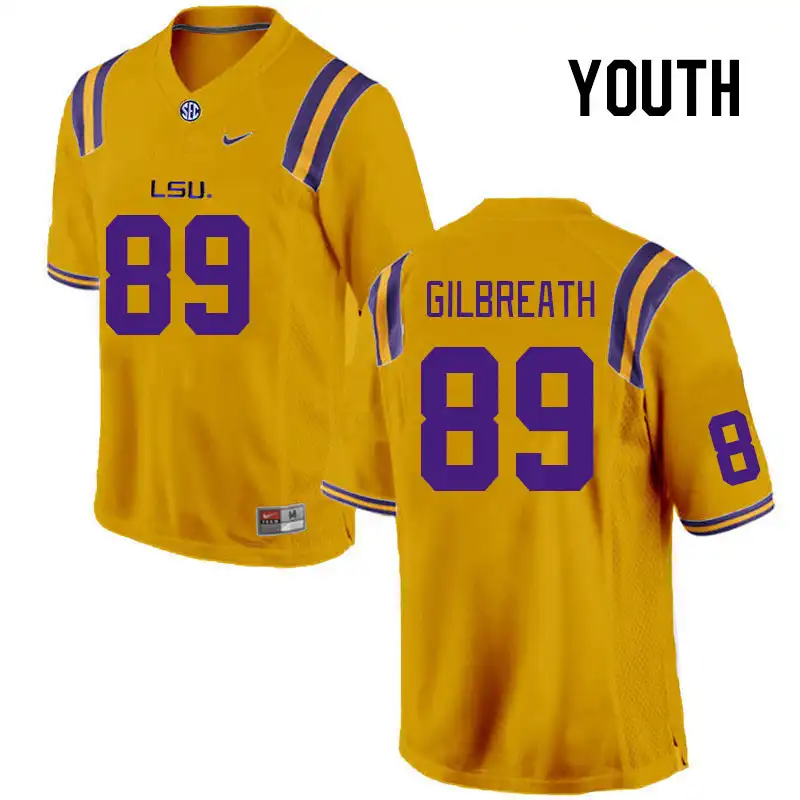 Youth LSU Tigers Connor Gilbreath #89 Gold NCAA Football Jersey